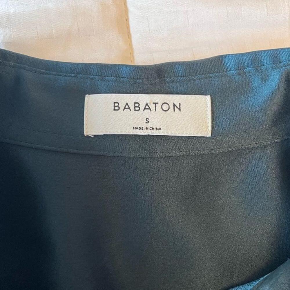 SOLD Aritzia Babaton Sable Herbage Green Satin Long Sleeve Button-down Shirt S - Picture 6 of 15